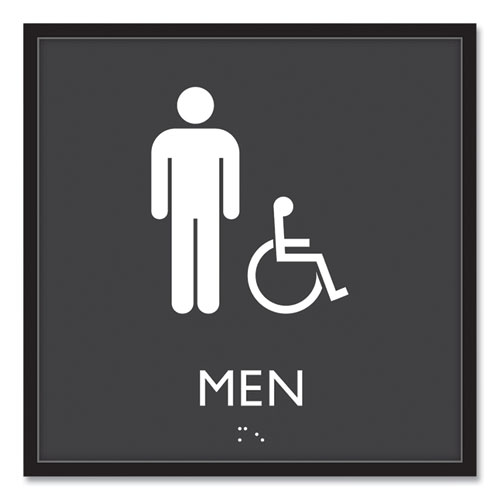 Picture of ADA Sign, Men Accessible, Plastic, 8 x 8, Clear/White