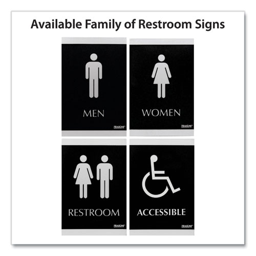 Picture of Century Series Office Sign, Men; Women, 6 x 9, Black/Silver