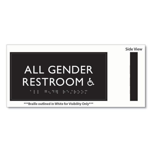 Picture of ADA Sign, All Gender Restroom Accessible, Plastic, 4 x 4, Clear/White