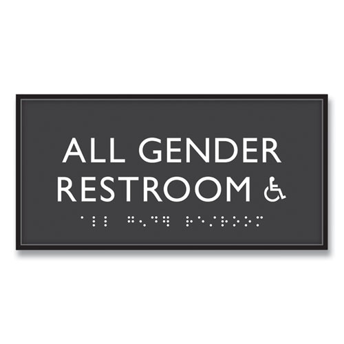 Picture of ADA Sign, All Gender Restroom Accessible, Plastic, 4 x 4, Clear/White