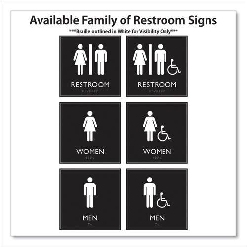 Picture of ADA Sign, Unisex Accessible Restroom, Plastic, 8 x 8, Clear/White