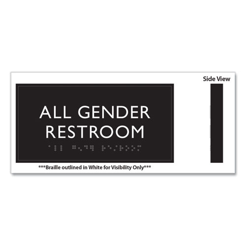 Picture of ADA Sign, All Gender Restroom, Plastic, 4 x 4, Clear/White