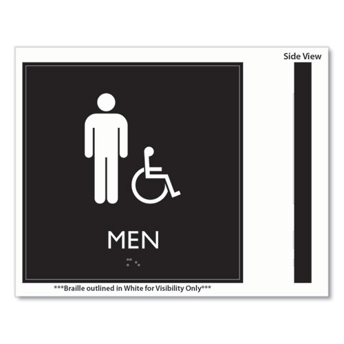 Picture of ADA Sign, Men Accessible, Plastic, 8 x 8, Clear/White