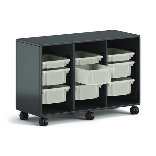 Picture of Class-ifi Tote Storage Cabinet, Three-Wide, 46.63" x 18.75" x 31.38", Charcoal Gray