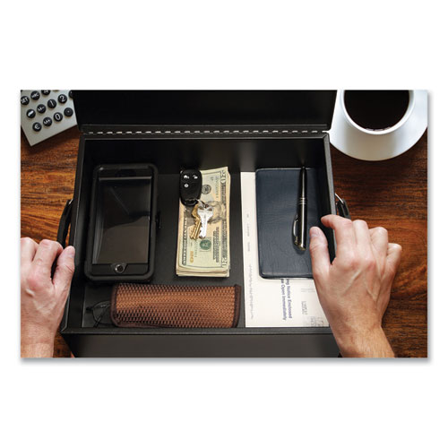 Picture of Large Cash Management Box, Key Lock, 11 x 14.3 x 4.3, Steel, Black