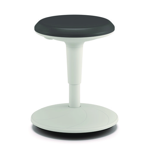 Picture of Revel Adjustable Height Fidget Stool, Backless, Supports Up to 250 lb, 13.75" to 18.5" Seat Height, Charcoal Seat, White Base