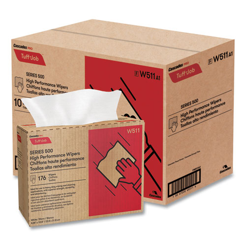 Picture of Tuff-Job S500 High Performance Wipers, 9.25 x 12.5, White, 176/Box, 10 Box/Carton