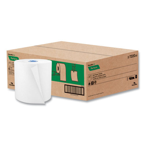 Picture of Perform Hardwound Roll Towels for Tandem Dispensers, 1-Ply, 7.5" x 1,050 ft, Ultra White, 6/Carton