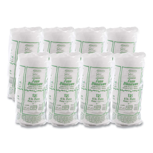 Picture of Quiet Classic Laminated Foam Dinnerware Plates, 6", White, 125/Pack, 8 Packs/Carton