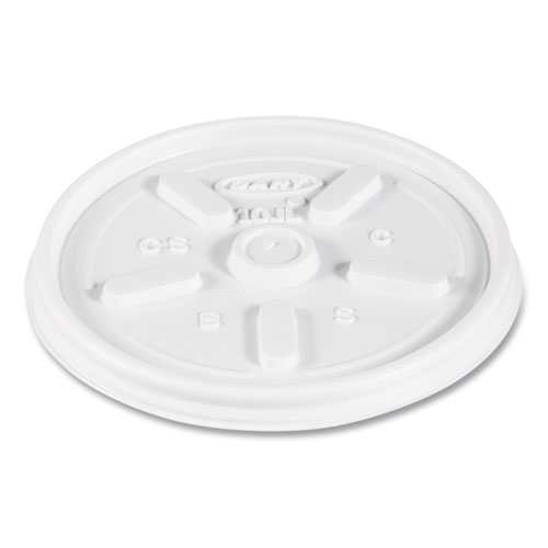 Picture of Vented Plastic Hot Cup Lids, 10 oz Cups, White, 1,000/Carton
