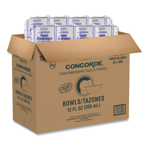 Picture of Concorde Foam Bowl, 10, 12 oz, White, 125/Pack, 8 Packs/Carton
