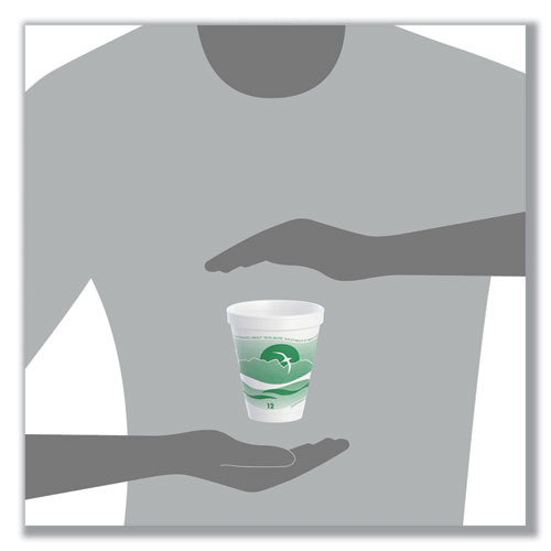 Picture of Horizon Hot/Cold Foam Drinking Cups, 12 oz, White/Green, 25/Bag, 40 Bags/Carton