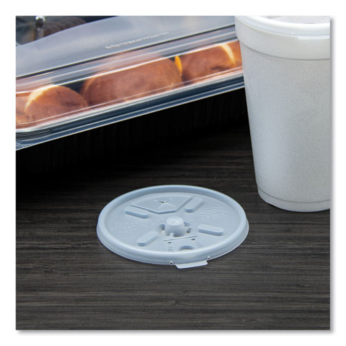 Picture of Lift n' Lock Plastic Hot Cup Lids, With Straw Slot, Fits 12 oz to 24 oz Cups, Translucent, 100/Pack, 10 Packs/Carton