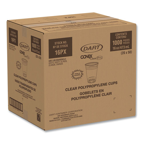 Picture of Conex ClearPro Plastic Cold Cups, 16 oz, Clear, 50/Pack, 20 Packs/Carton