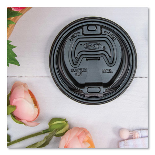 Picture of Optima Reclosable Lid, Fits 12 oz to 24 oz Foam Cups, Black, 100 Pack, 10 Packs/Carton