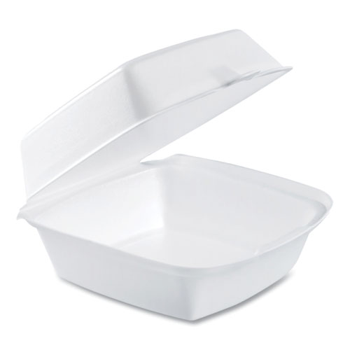 Picture of Foam Hinged Lid Containers, 6 x 5.78 x 3, White, 500/Carton