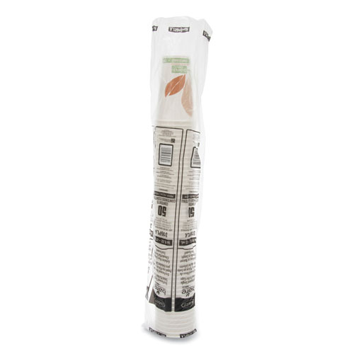 Picture of Bare Eco-Forward PLA Paper Hot Cups, 16 oz, Leaf Design, White/Green/Orange, 1,000/Carton