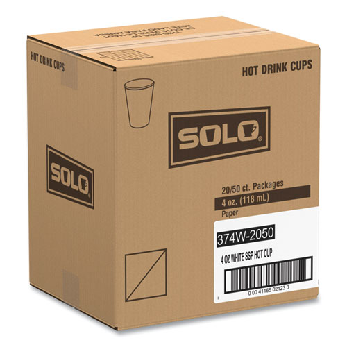 Picture of Single-Sided Poly Paper Hot Cups, 4 oz, White, 50 Bag, 20 Bags/Carton