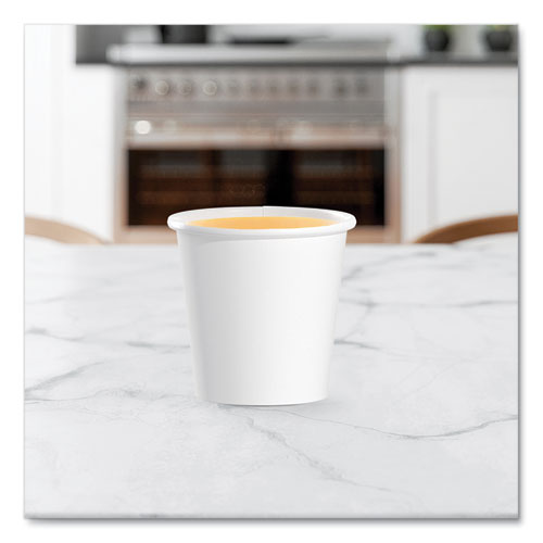 Picture of Single-Sided Poly Paper Hot Cups, 4 oz, White, 50 Bag, 20 Bags/Carton