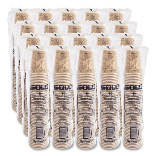 Picture of Mistique Polycoated Hot Paper Cups, 8 oz, Printed, Brown, 50/ Sleeve, 20 Sleeves/Carton