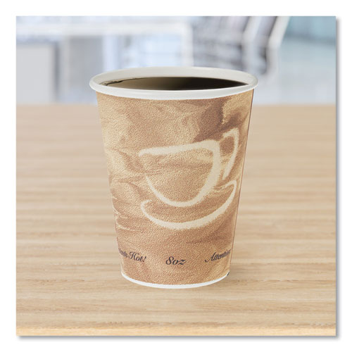 Picture of Mistique Polycoated Hot Paper Cups, 8 oz, Printed, Brown, 50/ Sleeve, 20 Sleeves/Carton