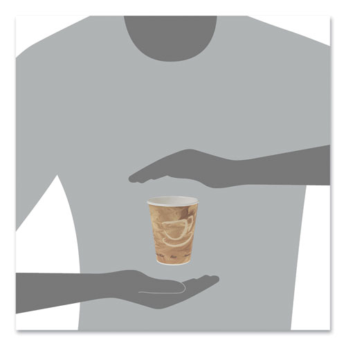 Picture of Mistique Polycoated Hot Paper Cups, 8 oz, Printed, Brown, 50/ Sleeve, 20 Sleeves/Carton
