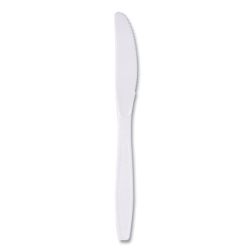 Picture of Guildware Extra Heavyweight Plastic Cutlery, Knives, White, 100/Box, 10 Boxes/Carton