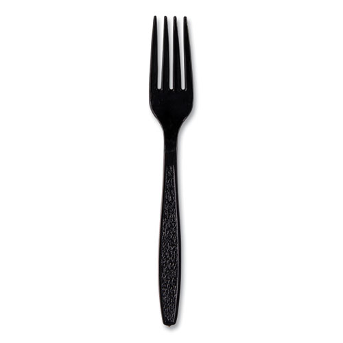 Picture of Guildware Extra Heavyweight Plastic Cutlery, Forks, Black, 1,000/Carton