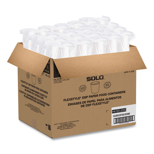 Picture of Flexstyle Double Poly Paper Containers, 16 oz, White, Paper, 25/Pack, 20 Packs/Carton