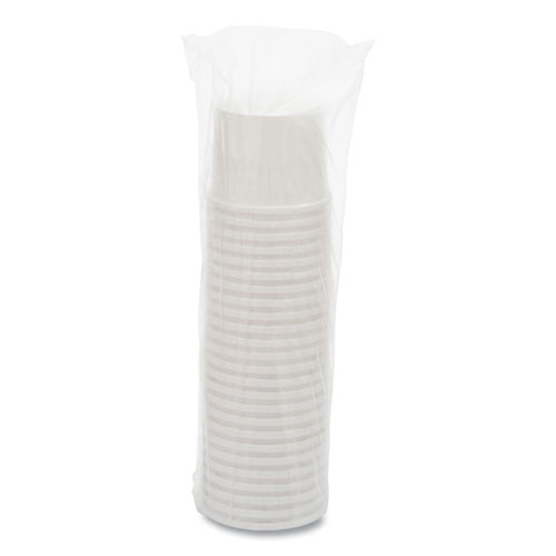 Picture of Flexstyle Double Poly Paper Containers, 12 oz, 3.6" Diameter, White, Paper, 25/Bag, 20 Bags/Carton