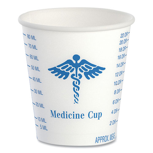Picture of Paper Medical and Dental Graduated Cups, 3 oz, White/Blue, 100/Bag, 50 Bags/Carton