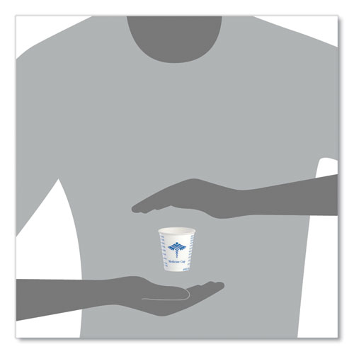 Picture of Paper Medical and Dental Graduated Cups, 3 oz, White/Blue, 100/Bag, 50 Bags/Carton