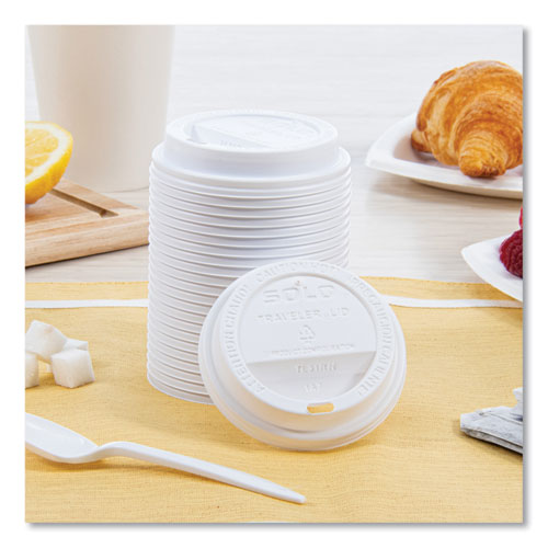 Picture of Traveler Cappuccino Style Dome Lid, Fits 10 oz Cups, White, 100/Pack, 10 Packs/Carton