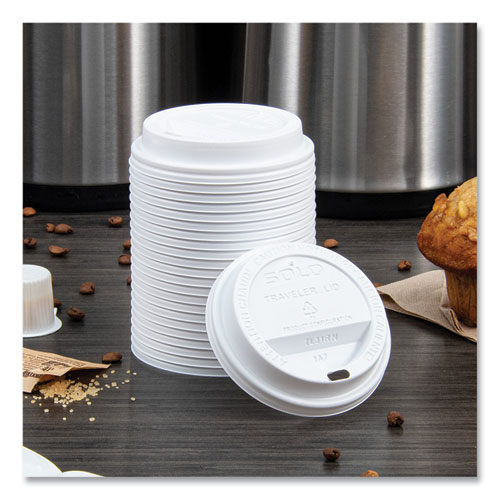 Picture of Traveler Cappuccino Style Dome Lid, Fits 10 oz Cups, White, 100/Pack, 10 Packs/Carton