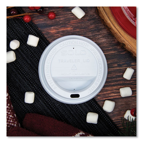 Picture of Traveler Cappuccino Style Dome Lid, Fits 10 oz Cups, White, 100/Pack, 10 Packs/Carton