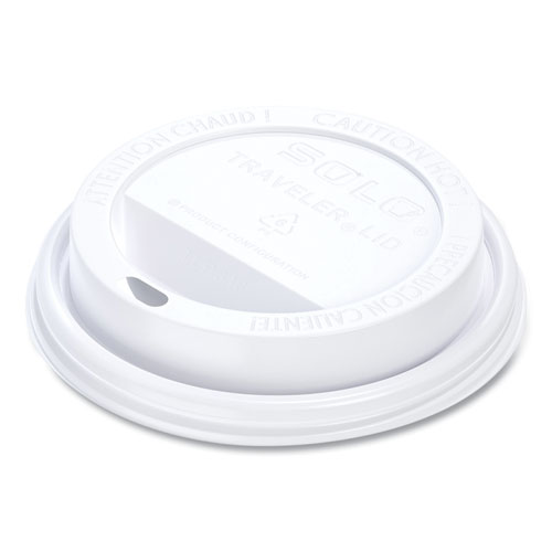 Picture of Traveler Cappuccino Style Dome Lid, Polystyrene, Fits 10 oz to 24 oz Hot Cups, White, 100/Pack, 10 Packs/Carton