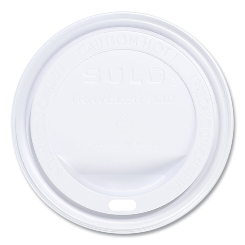 Picture of Traveler Cappuccino Style Dome Lid, Polystyrene, Fits 10 oz to 24 oz Hot Cups, White, 100/Pack, 10 Packs/Carton