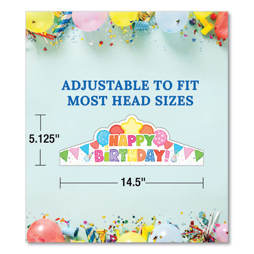 Picture of Student Crown, Birthday, 14.5 x 5.13, Assorted Colors, 30/Pack