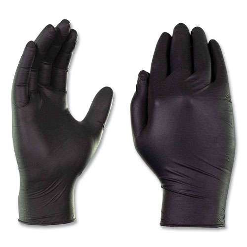 Picture of Industrial Nitrile Gloves, Powder-Free, 3 mil, Small, Black, 100/Box, 10 Boxes/Carton