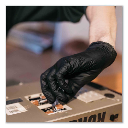 Picture of Industrial Nitrile Gloves, Powder-Free, 5 mil, X-Large, Black, 100 Gloves/Box, 10 Boxes/Carton