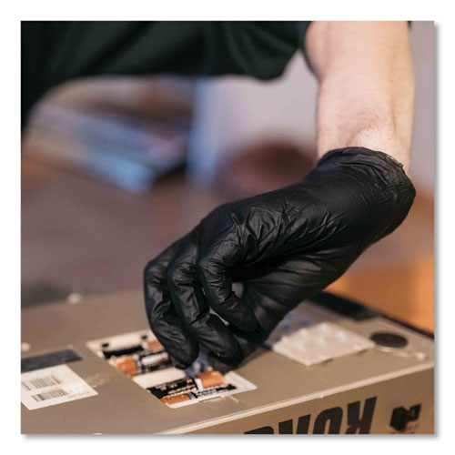 Picture of Industrial Nitrile Gloves, Powder-Free, 5 mil, Large, Black, 100 Gloves/Box, 10 Boxes/Carton