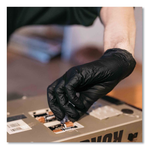 Picture of Industrial Nitrile Gloves, Powder-Free, 5 mil, Medium, Black, 100/Box, 10/Carton