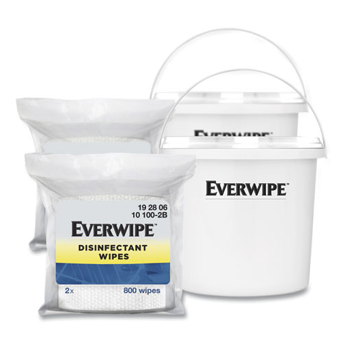 Picture of Disinfectant Wipes, 1-Ply, 8 x 6, Lemon, White, 800/Dispenser Bucket, 2 Buckets/Carton