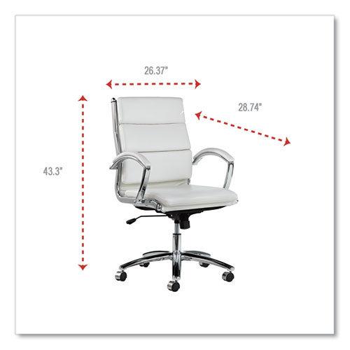 Picture of Alera Neratoli Mid-Back Slim Profile Chair, Faux Leather, Up to 275 lb, 18.3" to 21.85" Seat Height, White Seat/Back, Chrome