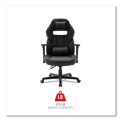 Picture of Racing Style Ergonomic Gaming Chair, Supports 275 lb, 15.91" to 19.8" Seat Height, Black/Gray Trim Seat/Back, Black/Gray Base