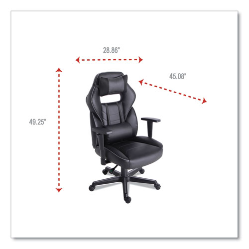 Picture of Racing Style Ergonomic Gaming Chair, Supports 275 lb, 15.91" to 19.8" Seat Height, Black/Gray Trim Seat/Back, Black/Gray Base