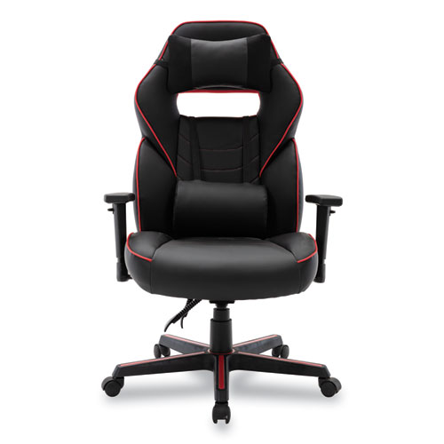 Picture of Racing Style Ergonomic Gaming Chair, Supports 275 lb, 15.91" to 19.8" Seat Height, Black/Red Trim Seat/Back, Black/Red Base