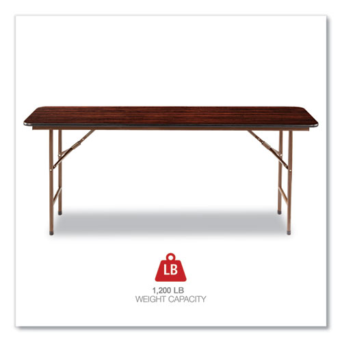 Picture of Wood Folding Table, Rectangular, 71.88w x 17.75d x 29.13h, Mahogany