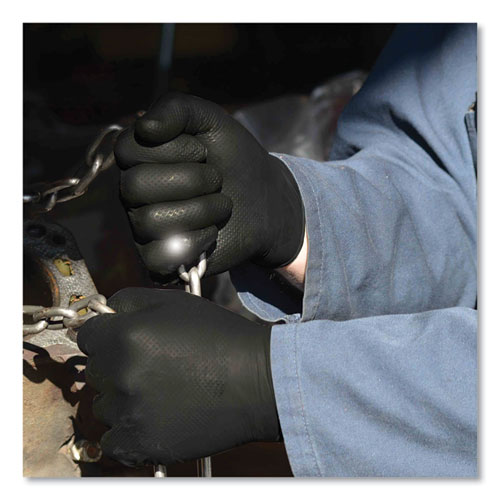 Picture of Heavy-Duty Industrial Nitrile Gloves, Powder-Free, 6 mil, Large, Black, 100 Gloves/Box, 10 Boxes/Carton