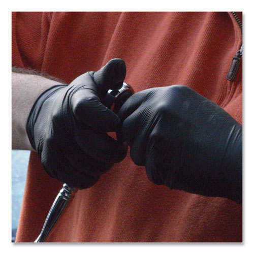 Picture of Heavy-Duty Industrial Nitrile Gloves, Powder-Free, 6 mil, XX-Large, Black, 100 Gloves/Box, 10 Boxes/Carton